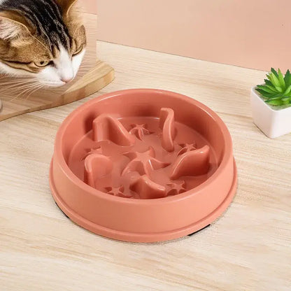 slow feeder pet bowl for cats and small dogs, anti-slip anti-tip feeding dish to help prevent choking