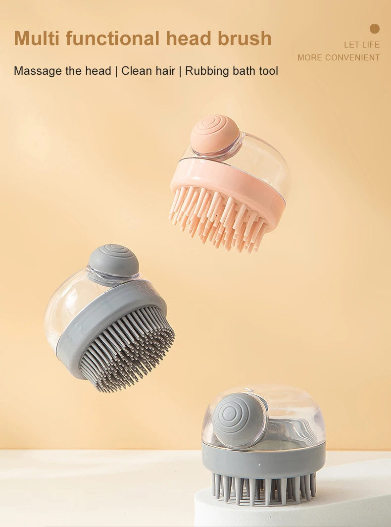 silicone pet bath brush with shampoo dispenser, soft massage grooming brush for cleaning fur and hair