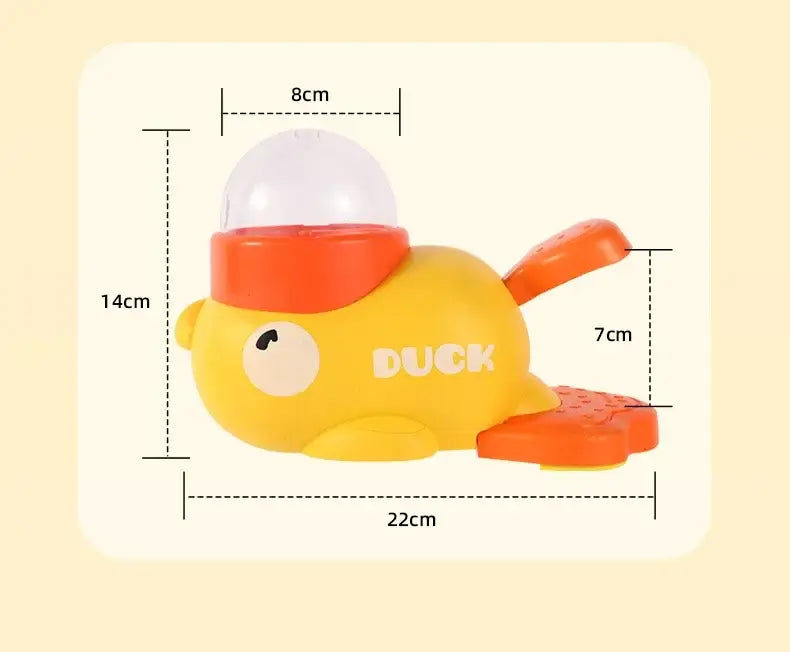 automatic cat treat dispenser duck-shaped interactive pet snack feeder with measured dimensions