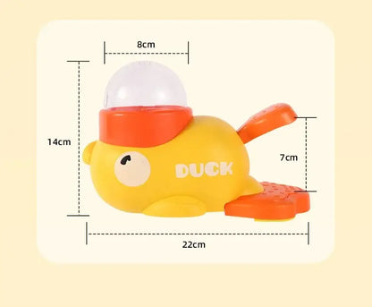 automatic cat treat dispenser duck-shaped interactive pet snack feeder with measured dimensions