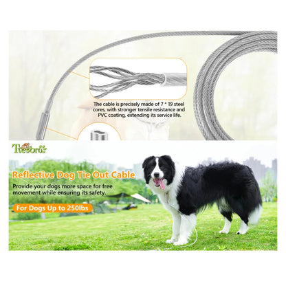 Dog Tie Out Cable,4.6m/9m/15m Dog Leash, Yard Walking Leash, Wire Dog Leash with Premium Clip for Dogs Under 250 lbs.