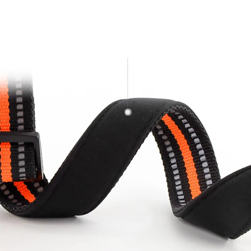 reflective dog collar adjustable nylon pet collar with orange striped webbing and durable buckle for walking dogs