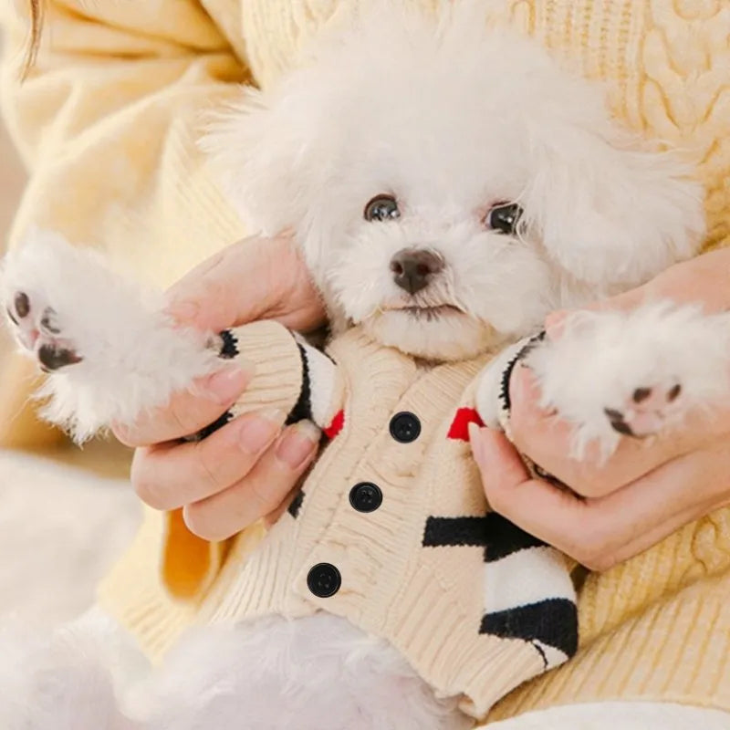 Dog Clothes Winter Fashion Dog Sweater Striped Dog Coat Chihuahua Bichon Frise Clothing Pet Costume Warm Sweaters Dog Cardigan
