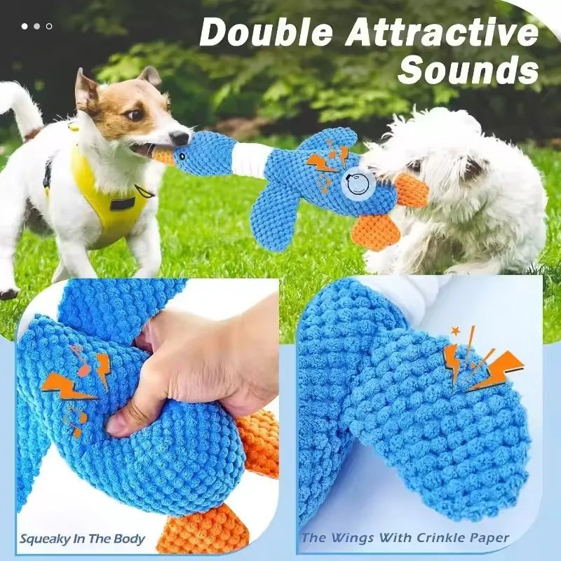 indestructible pet chew toy for aggressive chewers - blue squeaky plush dog toy with double sounds for dogs and cats