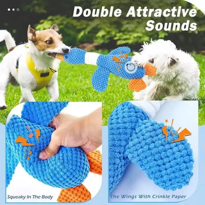 indestructible pet chew toy for aggressive chewers - blue squeaky plush dog toy with double sounds for dogs and cats