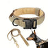 large dog training collar and leash khaki nylon padded adjustable durable tactical set for training and travel