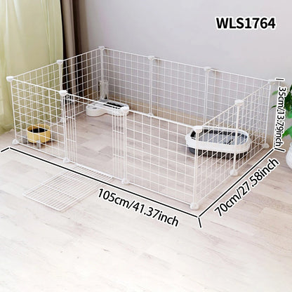 Pet Splicing Fence with Detachable Iron Mesh Gate, Isolation Barrier, Anti-Escape Gate, Indoor Fence, Easy to Assemble, Portable Cage