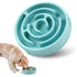 Macaron blue slow feeder dog bowl with maze design, non-slip anti-gulping feeding dish for dogs and puppies