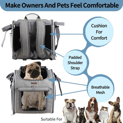 Dog Bike Basket, Expandable Soft-Sided Pet Carrier Backpack With 4 Open Doors, Collapsible Dog Bike Carrier 15 Lbs Soft-Sided Do with cushioning.