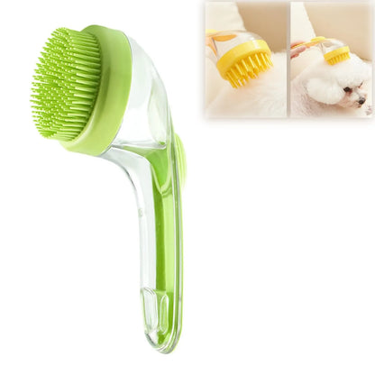 Green pet bath brush with shampoo dispenser, long handle silicone massage brush for dogs and cats, color F, one size