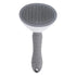 Gray self cleaning pet hair remover brush for dogs and cats, grooming tool for loose hair and tangles