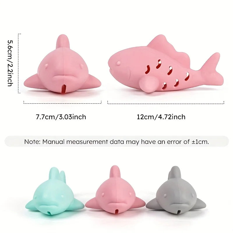 interactive chew toy for small pets pink shark silicone bite-resistant dog and cat chew toy with food hiding holes