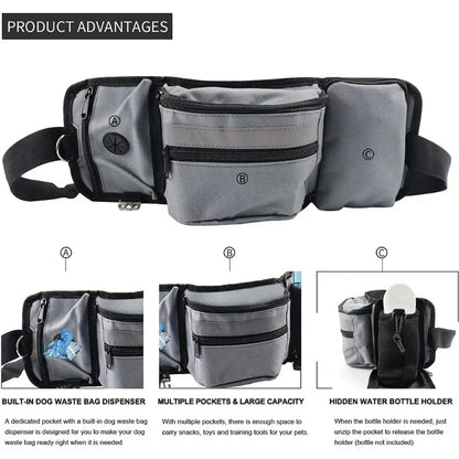 Dog Treat Pouch for Training Outdoor Dog Treat Pouch Training Feeding Bag Large Capacity Pet Trainer Reward Waist Bag Dog Supply with pockets