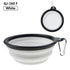 White collapsible pet travel bowl for cats and dogs, silicone portable outdoor water and food bowl with carabiner