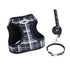 Plaid pet leash set in black A color, 3-piece adjustable nylon pet walking accessories with matching collar