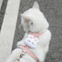 adjustable small dog harness and leash set cute rabbit flower cat harness breathable pink pet traction accessories