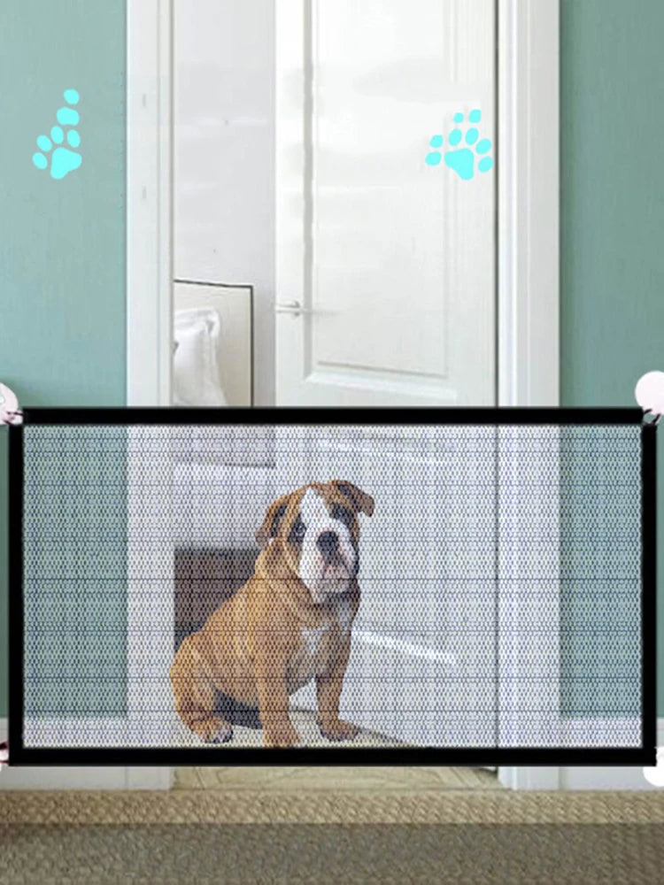 Dog Fence Portable Folding Divider Mesh Home Perforation-Free Traceless Wall Protection Safety Net Nylon Mesh Cloth Pet Fence with dog