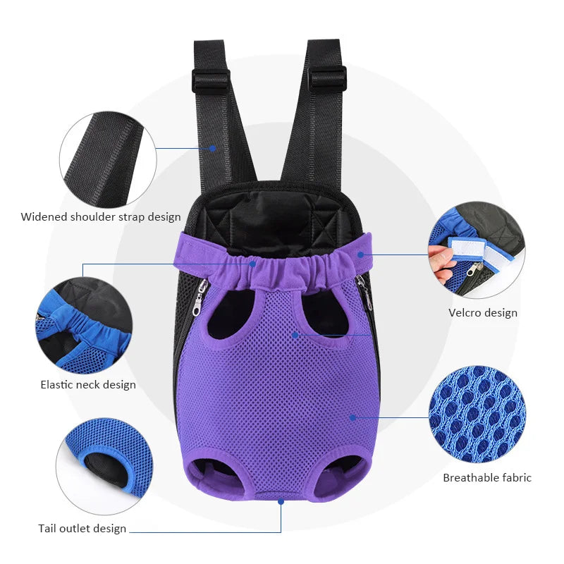 Dog Carrier Front Chest Backpack Pet Cat Carrier Double Shoulder Portable Dog Bag Outdoor Travel Camping Hiking Breathable