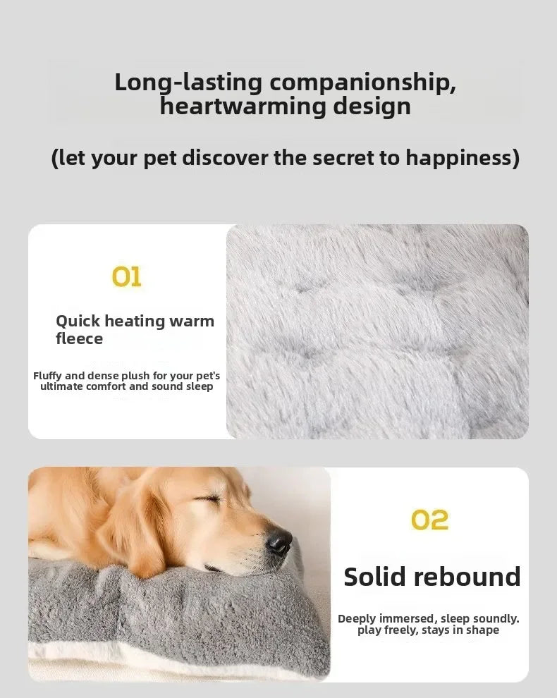 large winter dog bed mat, warm double-sided fleece sleeping pad for large dogs, gray washable pet bed