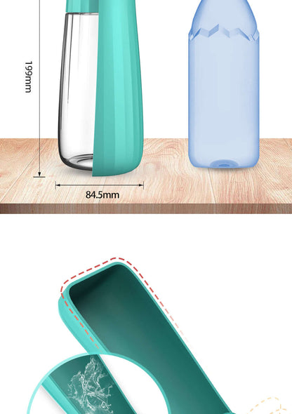 Portable dog water bottle dispenser with foldable bowl for hiking, 550ml travel pet water bottle for small and large dogs