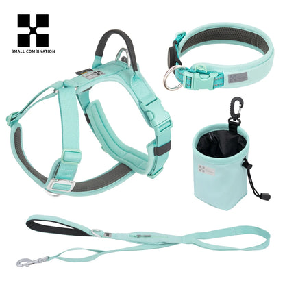 reflective no pull dog harness set for large dogs with collar and leash, adjustable padded training gear