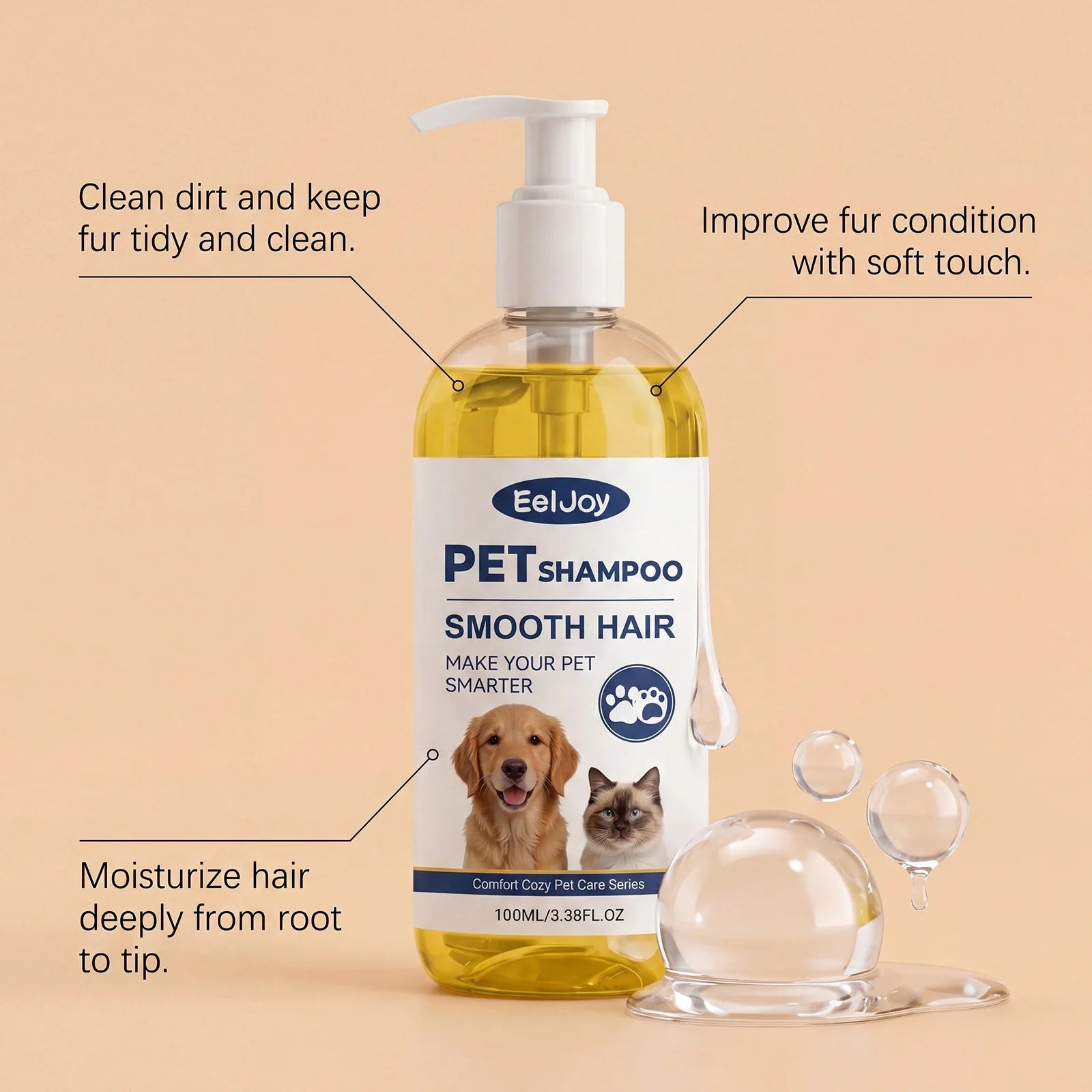 moisturizing pet shampoo for sensitive skin EelJoy pet shampoo for dogs and cats, anti-dryness and dirt removal