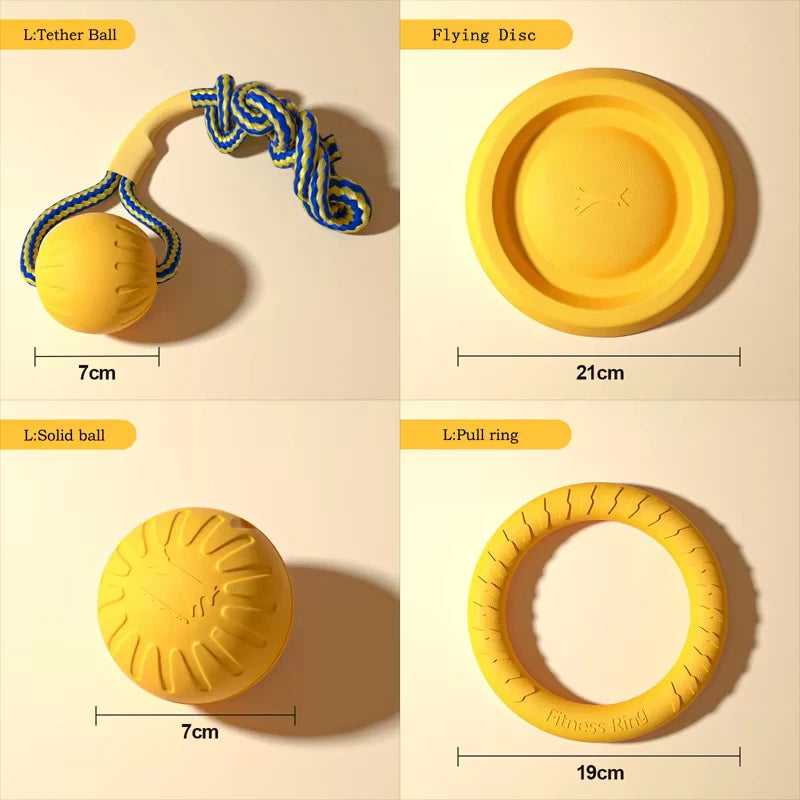 EVA Durable Dog Toys 4 Pack  Flying Disc + Ball + Tug Rope for Puppy&amp;Adult Dogs  Chew-Proof Teeth Cleaning Set（2024 Best Seller）