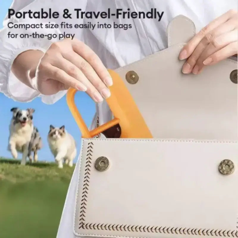 Portable automatic pet treat dispenser for dogs and cats, compact travel-friendly snack feeder for training rewards