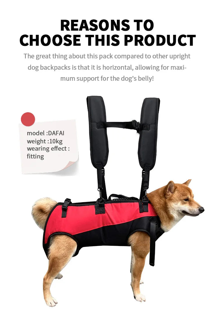 dog backpack carrier for hiking and biking with belly support, adjustable straps, breathable comfort for medium dogs