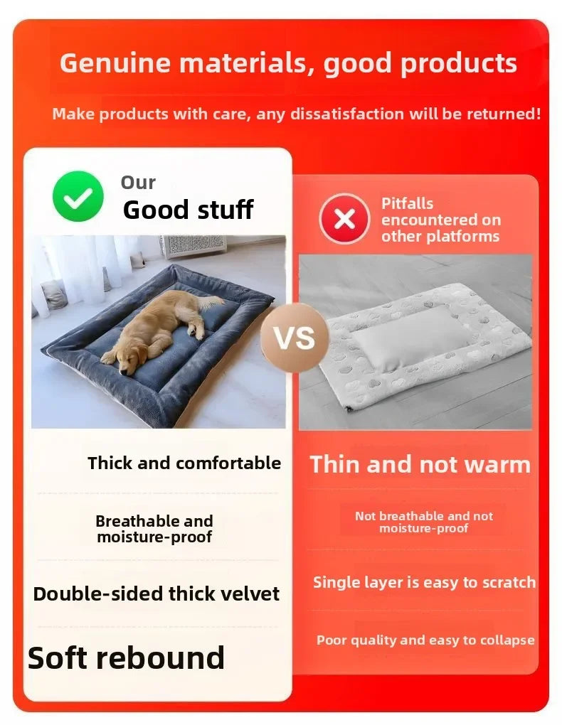 Large winter dog bed mat for dogs, double-sided warm fleece sleeping pad, thick and comfortable, 120x60cm