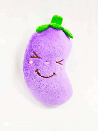 plush squeaky dog chew toy purple fleece eggplant dog squeaker toy for small and medium dogs, color B