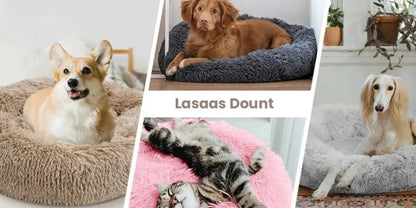 washable plush donut cat bed for cats and small dogs, soft comfortable winter sleeping bed, washable plush donut cat bed