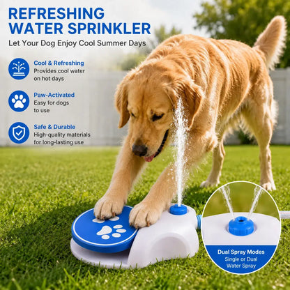 step-on dog water fountain outdoor sprinkler for dogs, press-activated pet water dispenser with hose, garden cooling spray