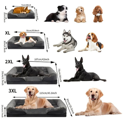 Orthopedic dog sofa bed in L to 3XL sizes, washable support foam pet bed for all-season comfort
