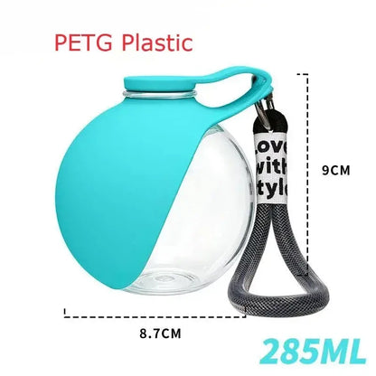 portable dog water bottle PETG plastic 285ml portable dog water bottle for small dogs outdoor travel