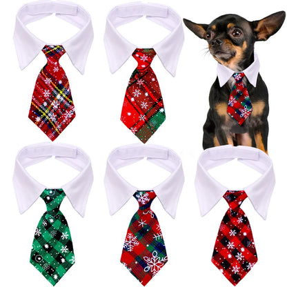 christmas dog necktie plaid adjustable dog collar with festive bow tie for dogs, winter pet grooming accessory