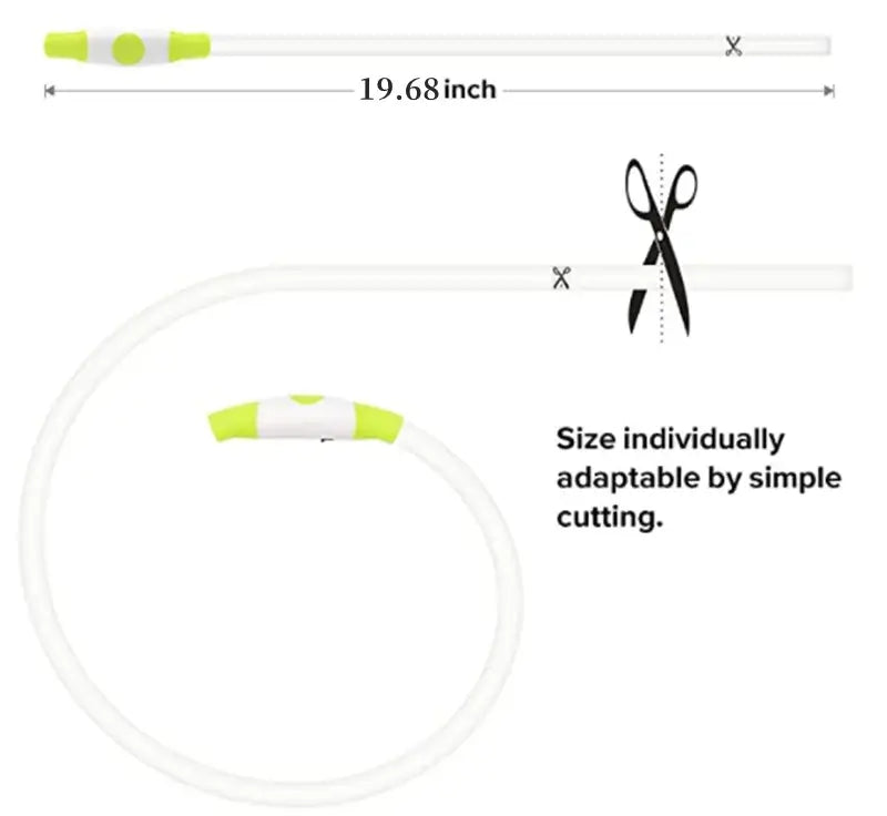 LED dog collar light adjustable glowing safety collar, 19.68 inch cut-to-size pet accessory