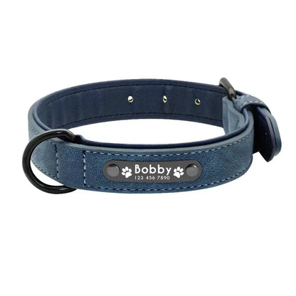 Personalized Name ID Tags Dog Collars Custom Text name Leather Dog Collar For Small Medium Large Dogs Pitbull Bulldog Beagle