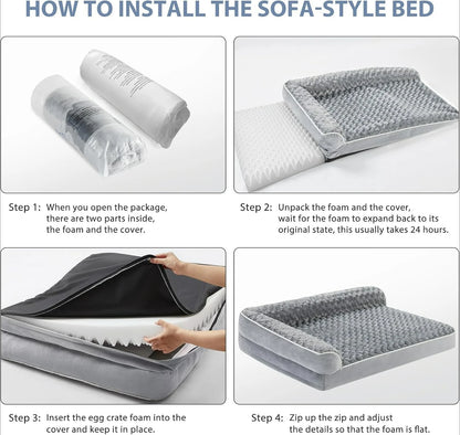 orthopedic dog bed for large dogs sofa-style bed installation guide with foam, cover, zip-up design and washable cover