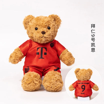 plush football player toy Kane teddy bear in red jersey, 10 cm stuffed souvenir for children