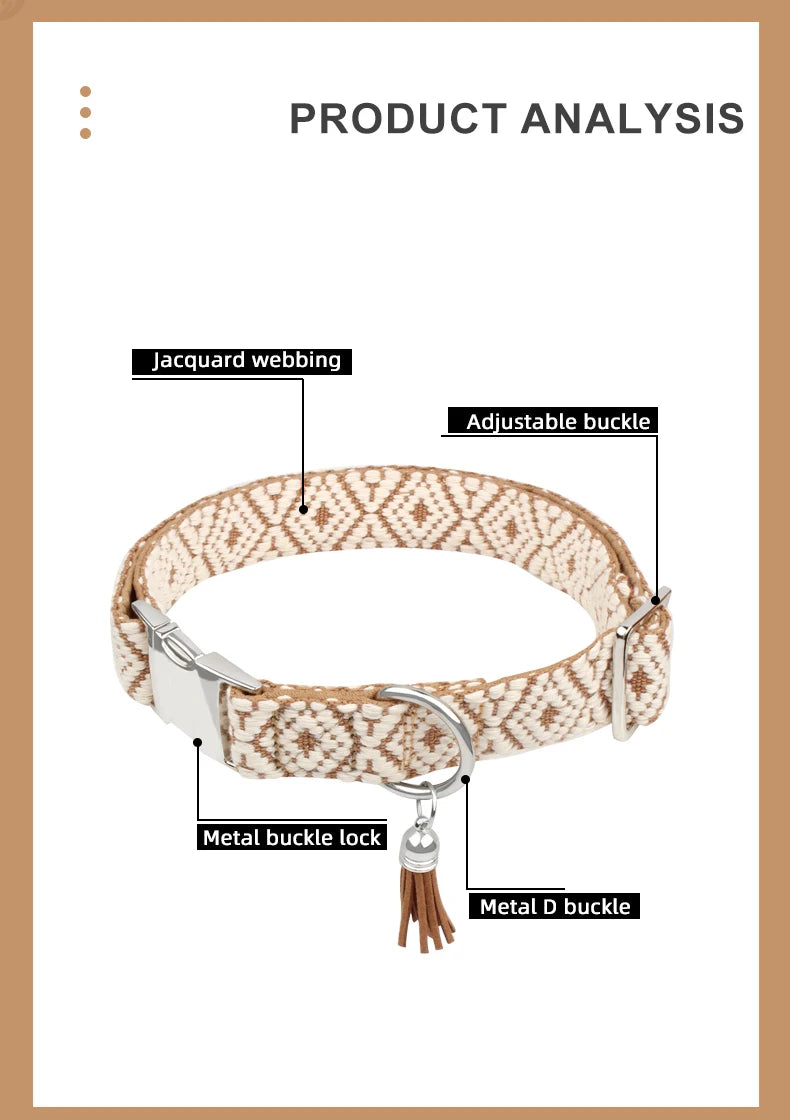 hands free dog leash with jacquard webbing, adjustable buckle, metal D buckle, and metal buckle lock for medium and large dogs