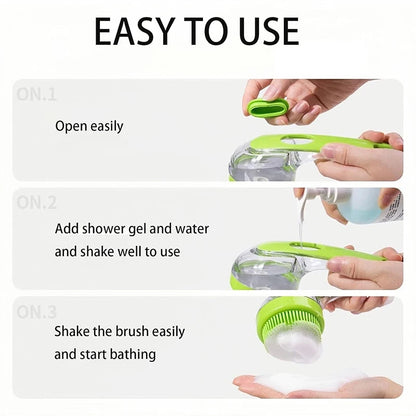 Pet Bathing Brush Long Handle Soft Silicone Shower Clean Tools Grooming Scrubber with Shampoo Dispenser Bath Brush for Dog &amp; Cat