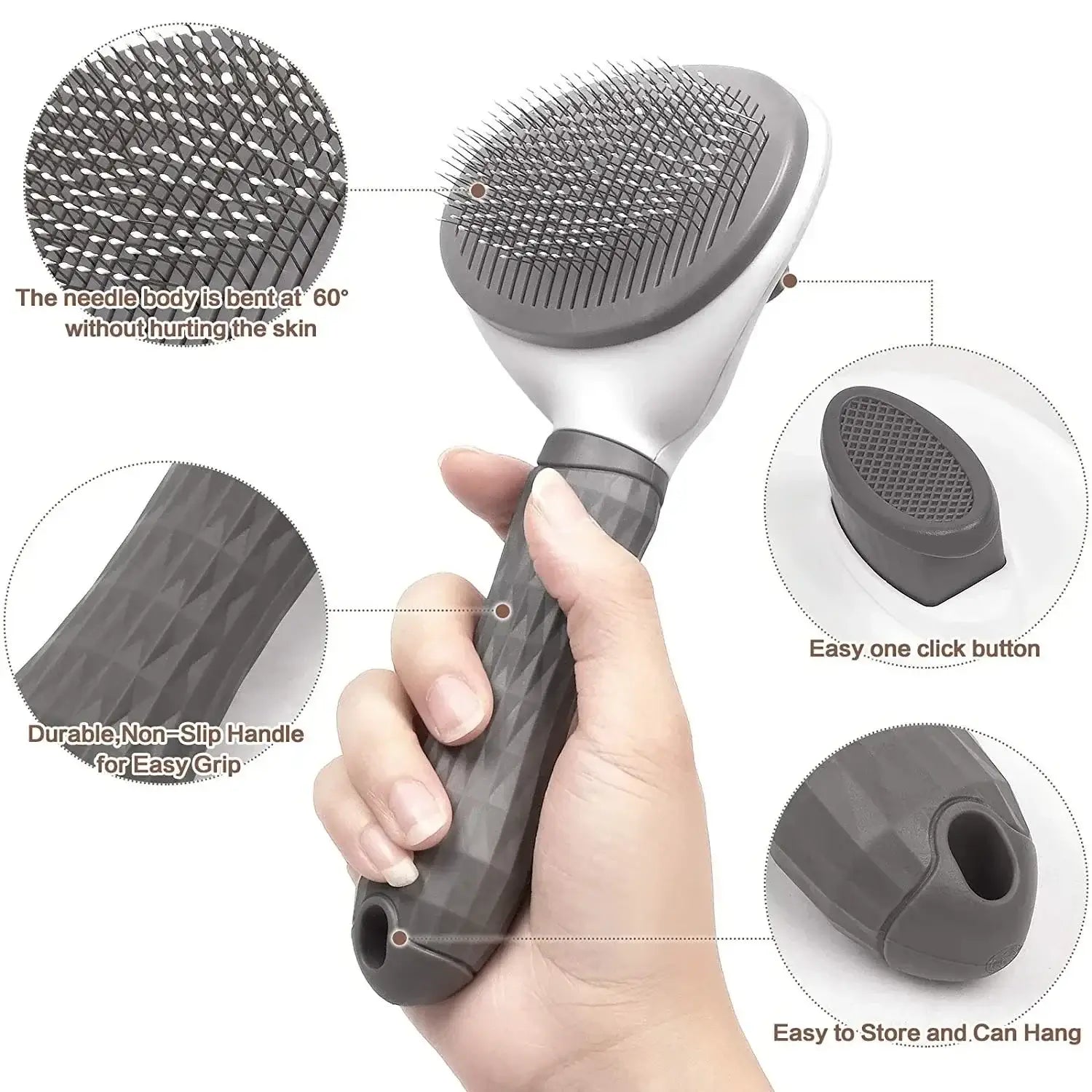 self cleaning pet grooming brush for dogs and cats, ergonomic deshedding comb with one-click button, gentle hair remover