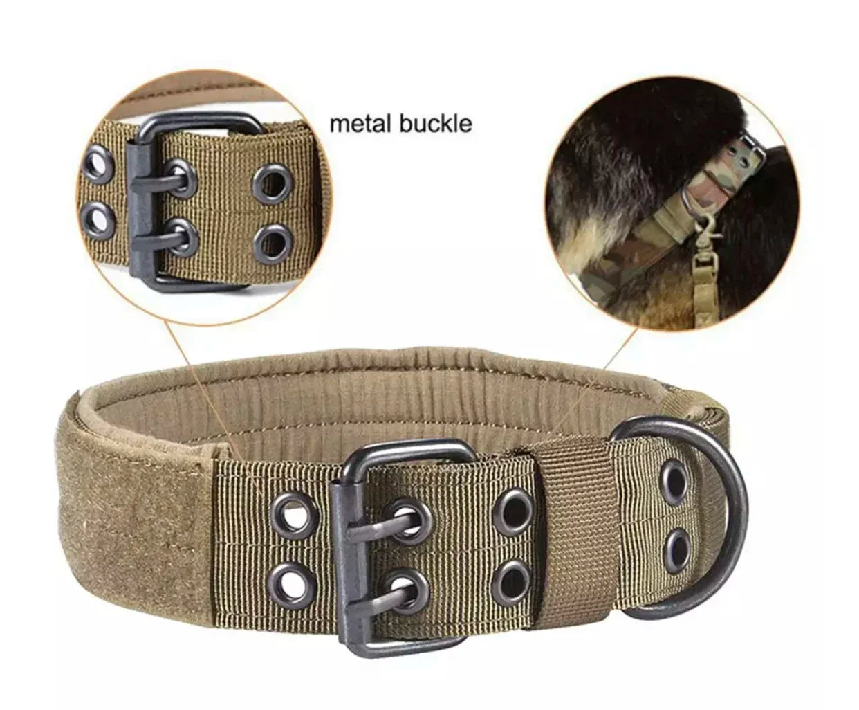 reflective tactical dog collar heavy duty nylon adjustable military collar with metal buckle for training
