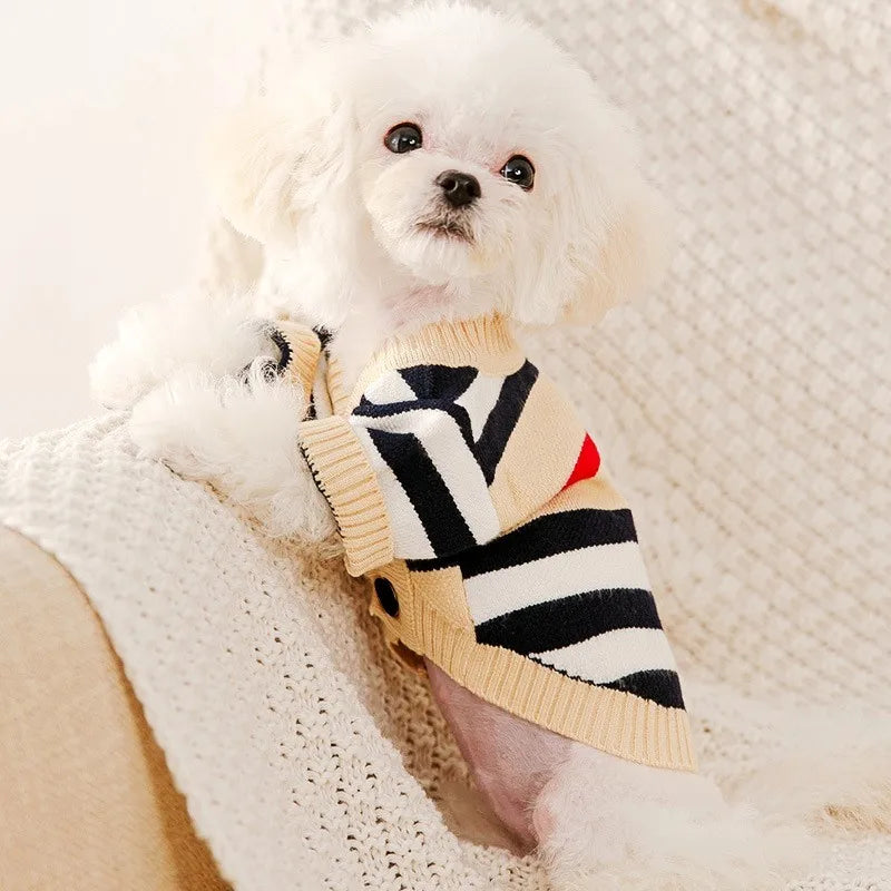 Dog Clothes Winter Fashion Dog Sweater Striped Dog Coat Chihuahua Bichon Frise Clothing Pet Costume Warm Sweaters Dog Cardigan