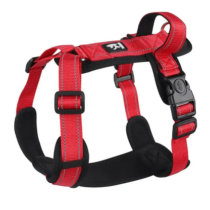Red no pull dog harness with handle for small medium dogs, buckle closure, polyester, for Corgi Shiba Inu Pug, ships from China Mainland