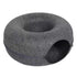 Dark gray round cat tunnel bed with donut nest design, cozy felt sleeping cushion, cat house, and scratcher for kittens