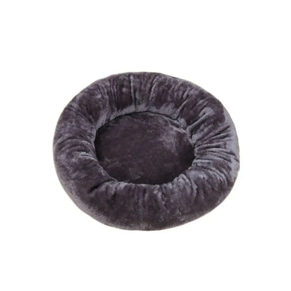 Dark grey donut dog bed, plush round washable waterproof pet bed for dogs and cats, warm cozy kennel cushion