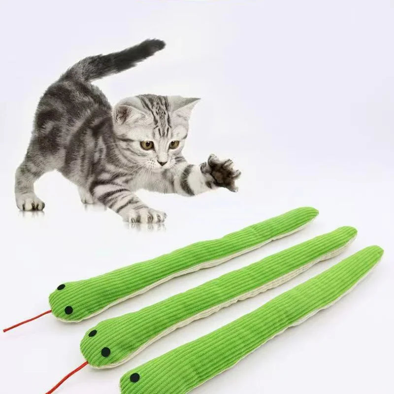 plush snake pet chew toy for kittens and cats, bite-resistant sound toy for teeth cleaning and play