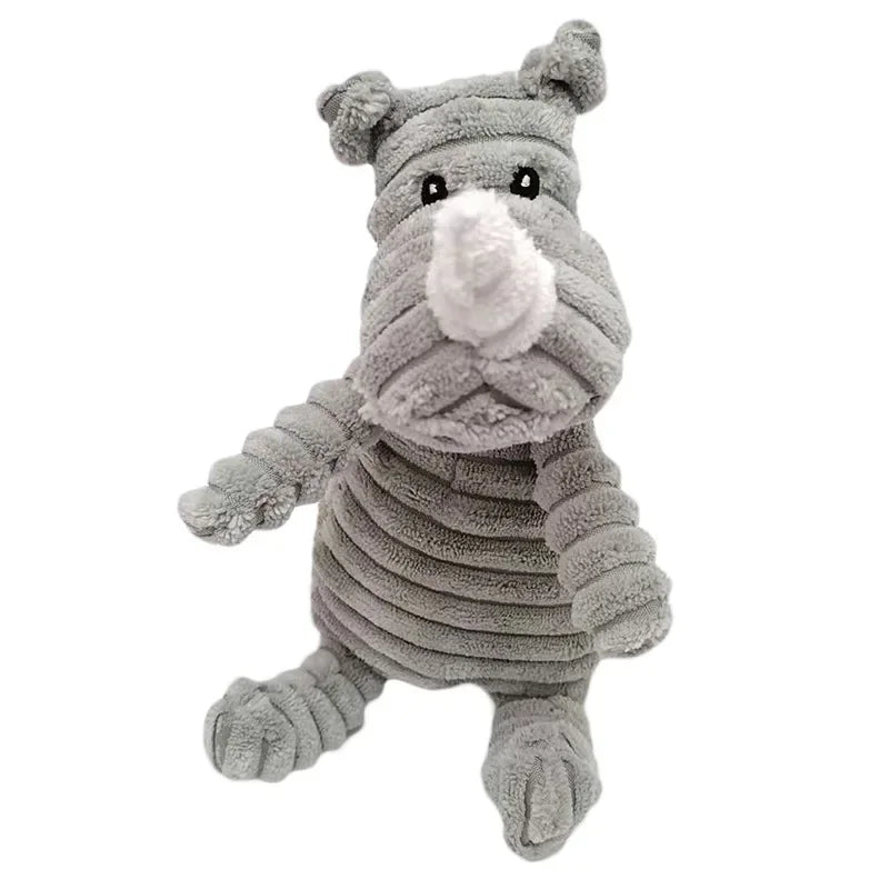 Plush Dog Toy Animals Shape Bite Resistant Squeaky Toys Corduroy Dog Toys for Small Large Dogs Puppy Pets Training Accessories